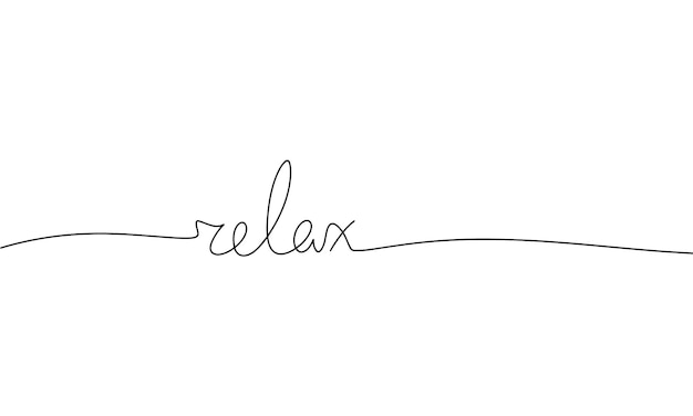 One line continuous black word relax Minimalist relax concept Vector illustration