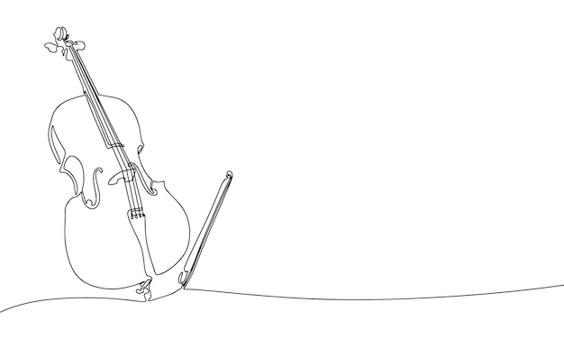 One line continuous cello illustration Line art classic musical instrument Violoncello