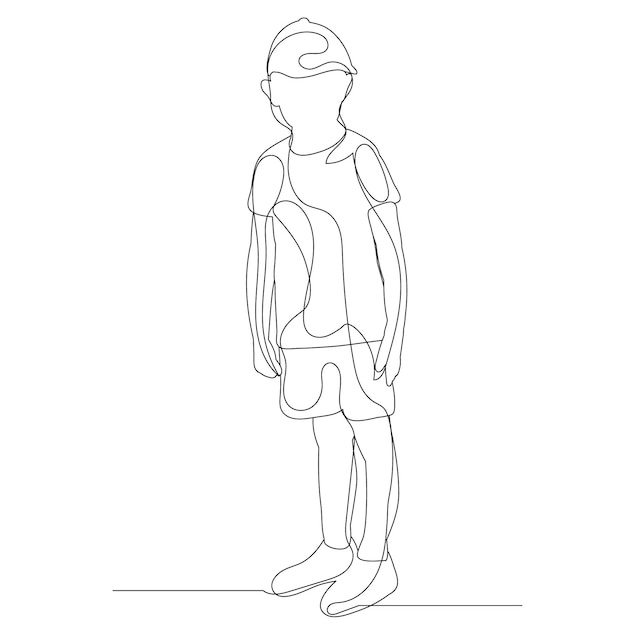 One line drawing child isolated vector