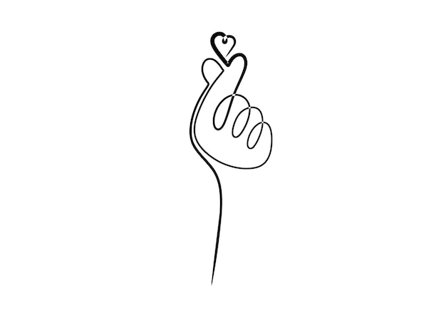 One line drawing of finger heart