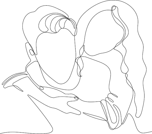 One line drawing of man hugging him self vector minimalism. Single hand drawn continuous of man