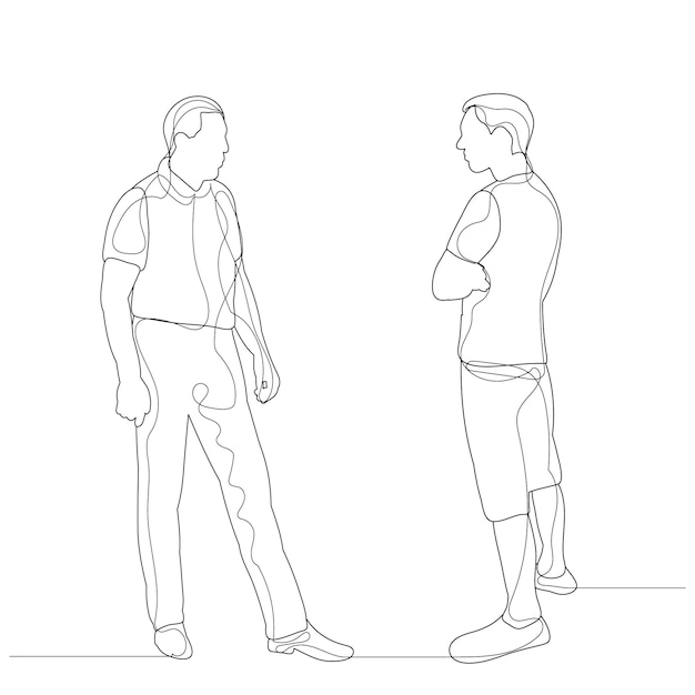 One line drawing of a man talking sketch vector