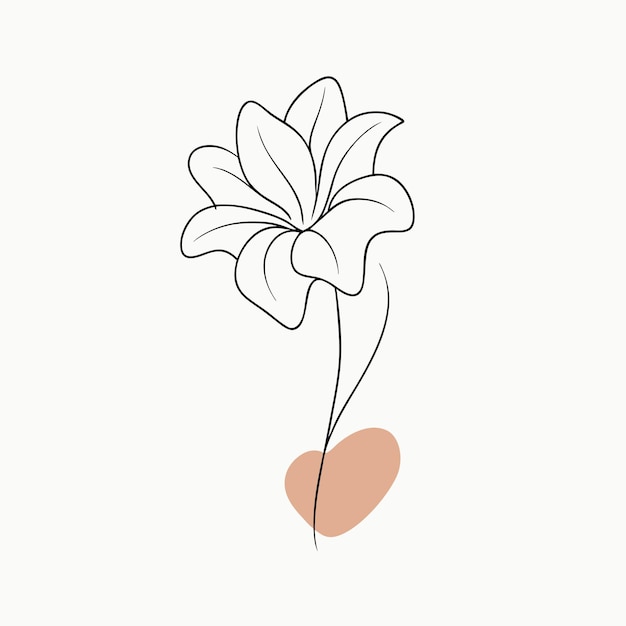 Vector one line drawing minimalist flower illustration in line art style 14