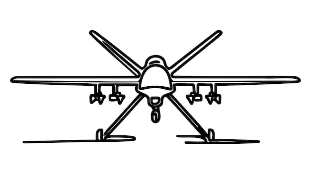 One line drawing operational tactical mediumaltitude unmanned aerial vehicle drone