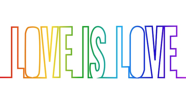 One line drawing of quotes LOVE is Love the colors of the rainbow minimalistic linear illustration of the concept of love from continuous line