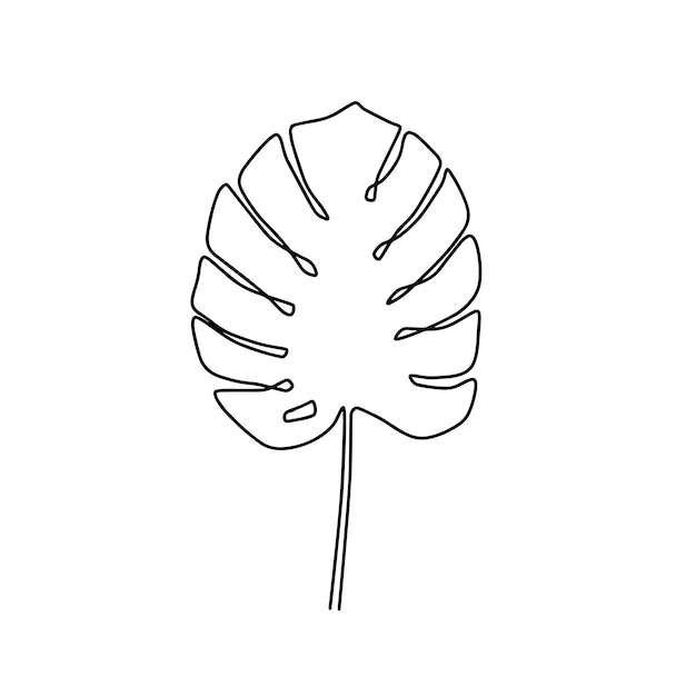 One Line Drawing of Simple Leaves