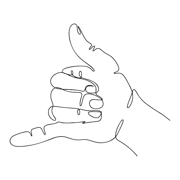 One Line Drawing Single Continuous Line Sketch Hand Gesture Call me