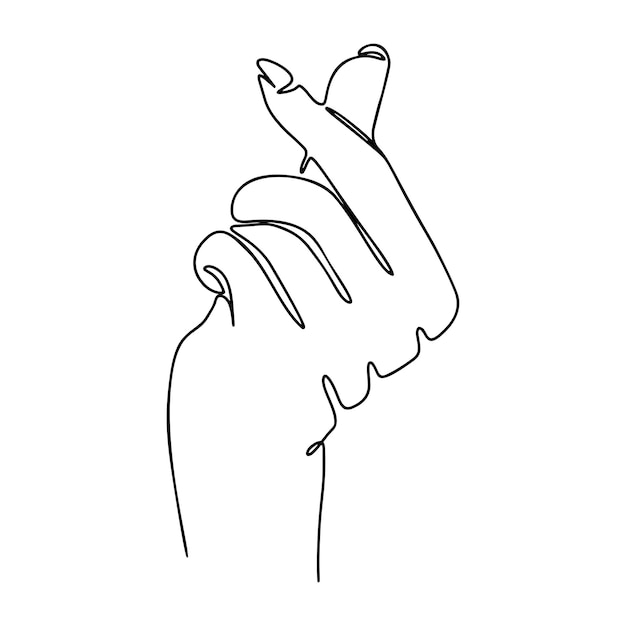 One Line Drawing Single Continuous Line Sketch Hand Gesture Love