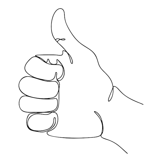 One Line Drawing Single Continuous Line Sketch Hand Gesture Thumbsup