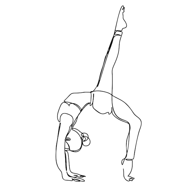 One Line Drawing Single Continuous Line Sketch Woman Female Doing Yoga