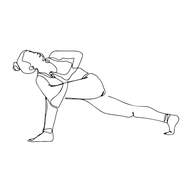 One Line Drawing Single Continuous Line Sketch Yoga Poses Woman Doing Yoga