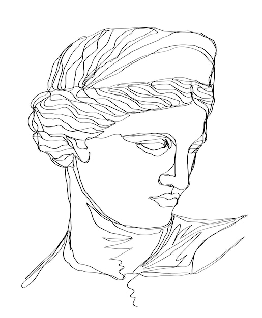 One line drawing sketch greek sculptureModern single line art aesthetic contour Perfect for home