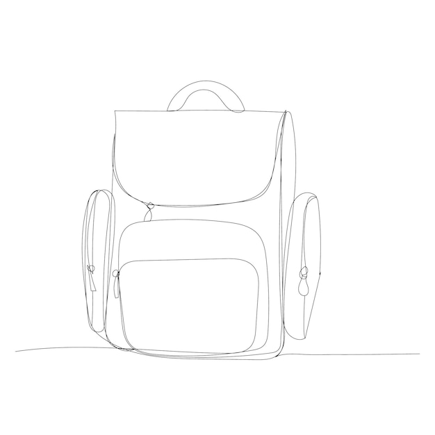 One line drawing of womens backpack