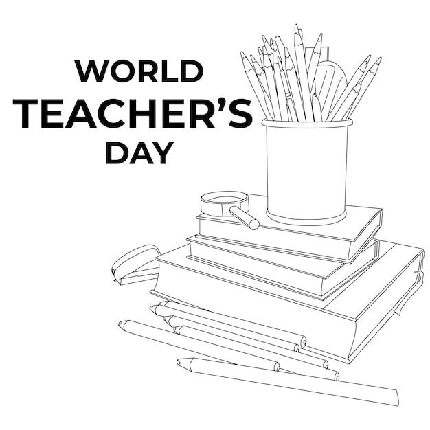 Vector one line drawing world teacher's day