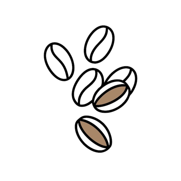 One line draws coffee beans in isolate on a white background Vector illustration