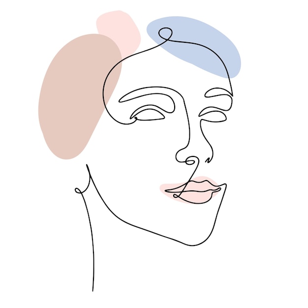 One line face Linear sketch woman face Female portrait vector hand drawn illustration outline