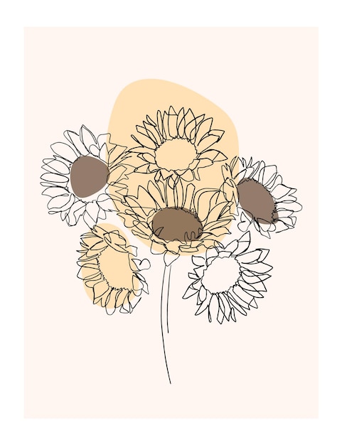 One line flowers poster Organic style