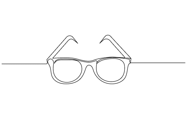 Vector one line of glasses for vision on white background continuous one line drawing of trendy sunglass