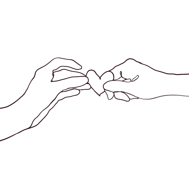 One line handrawn couple hands gesture illustration