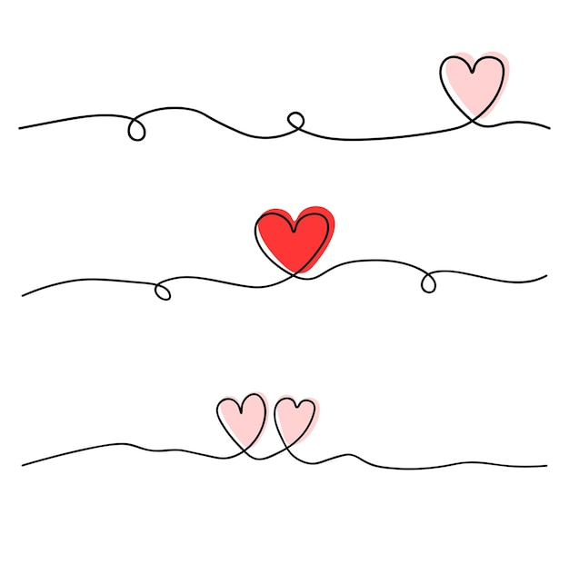 One line heart vector, Love colored heart illustration, One line vector, valentines day vector