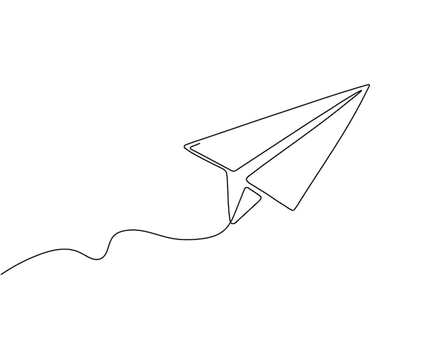 One line paper plane Abstract flying airplane background Continuous outline drawing origami aircraft Vector isolated travel sign Illustration airplane drawing flight aviation outline