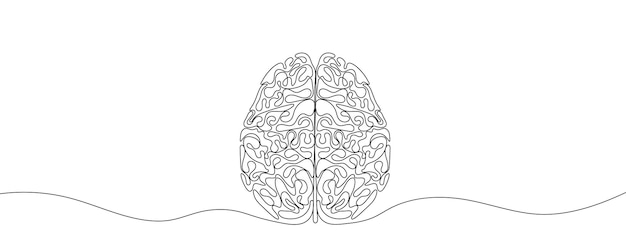 one line vector illustration human brain one line graphic