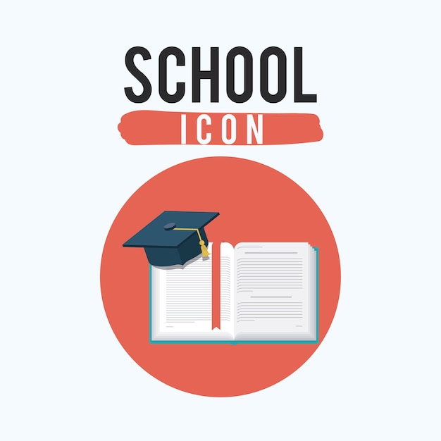 One open book and graduation cap icon