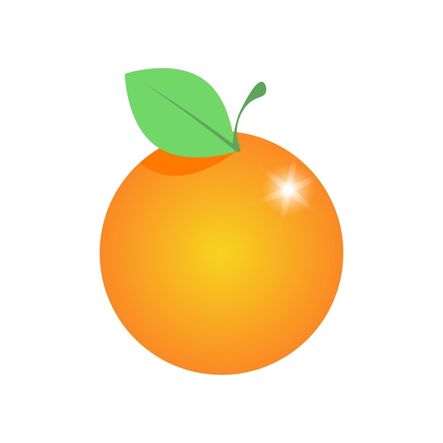 One orange with a green leaf on a white isolated background