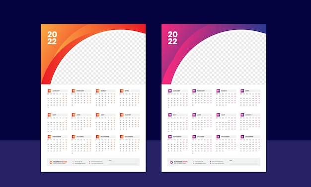 One Page Wall Calendar 2022 Template