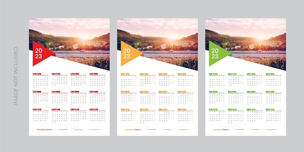 One page wall calendar template for 2023 year