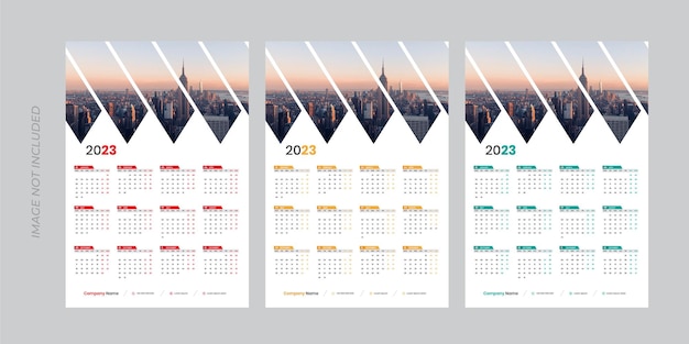 One page wall calendar template for 2023 year