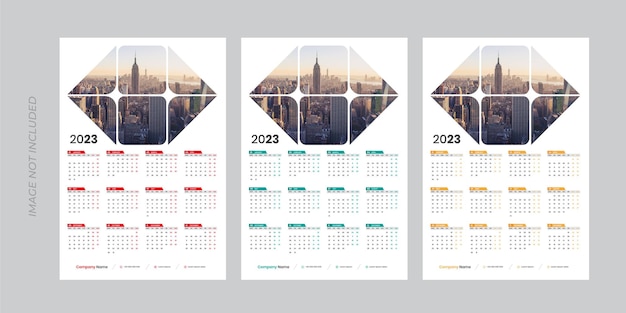 One page wall calendar template for 2023 year