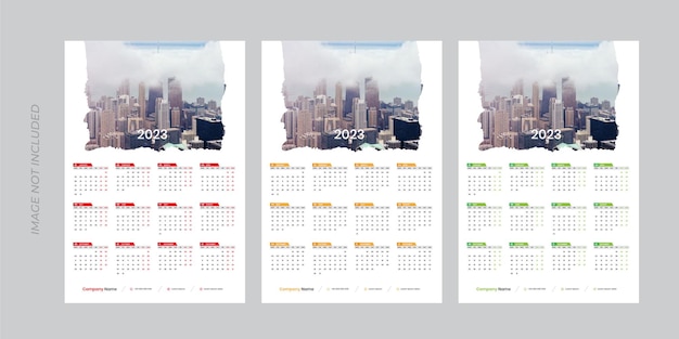 One page wall calendar template for 2023 year