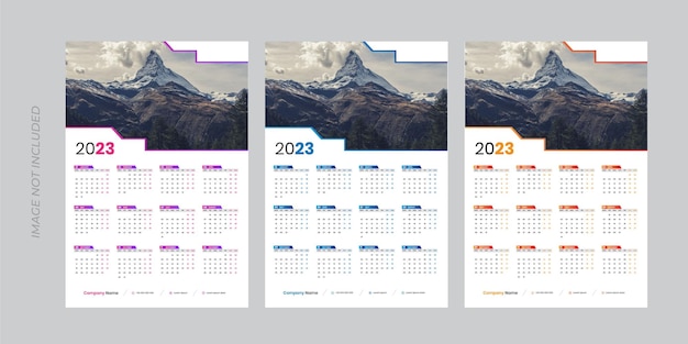 One page wall calendar template for 2023 year