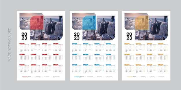 One page wall calendar template for 2023 year