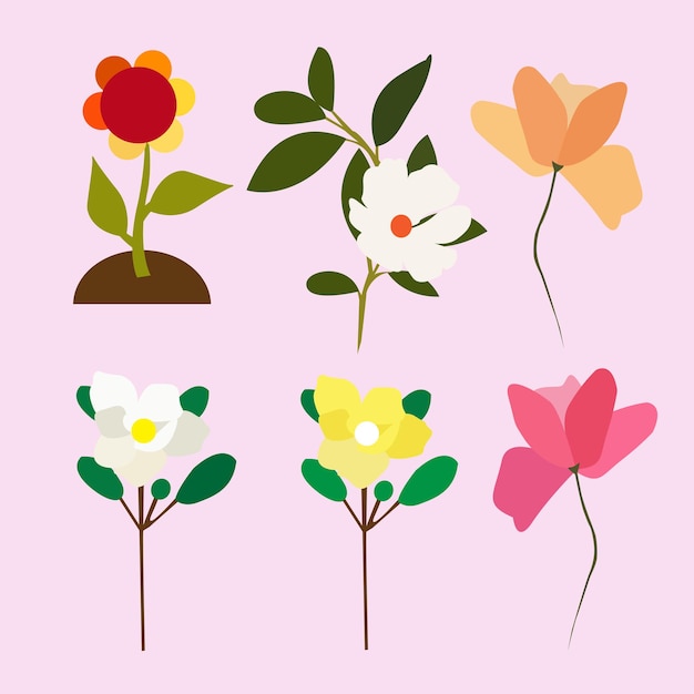 One set flower illustration vector