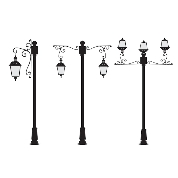 one set Garden lamp illustration vector