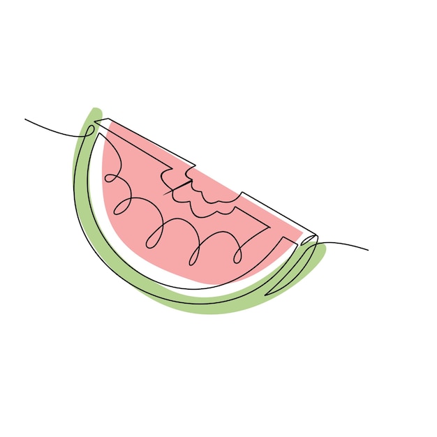 One single continuous line water melon sliced