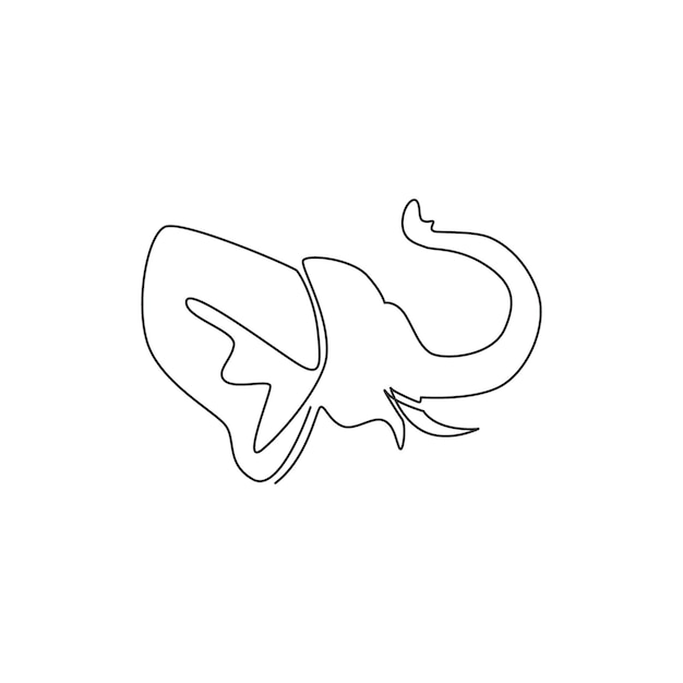 One single line drawing of big cute elephant corporate logo identity Mammal zoo animal icon concept