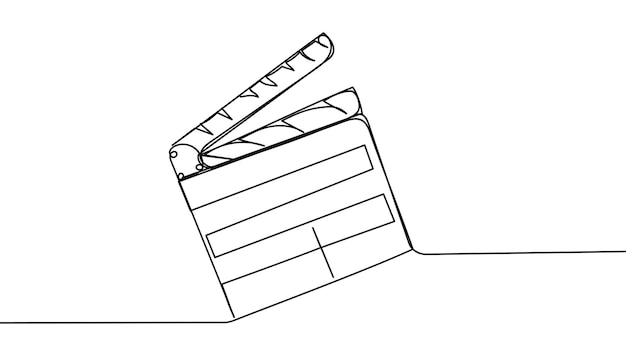 One single line drawing of retro old classic movie board clapper