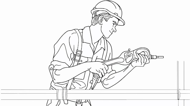 One Single Line Drawing of Young Handsome Plumber