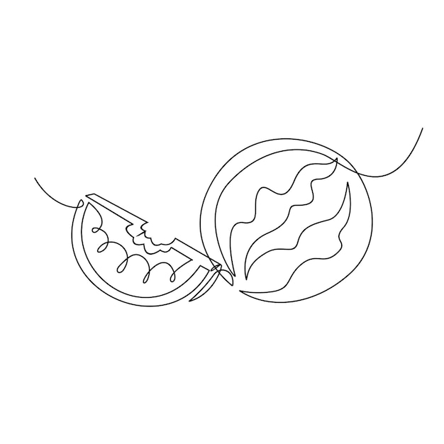 One single line water melon logo continuous