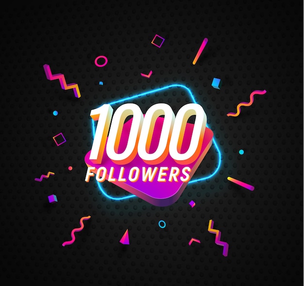 One thousand followers celebration in social media