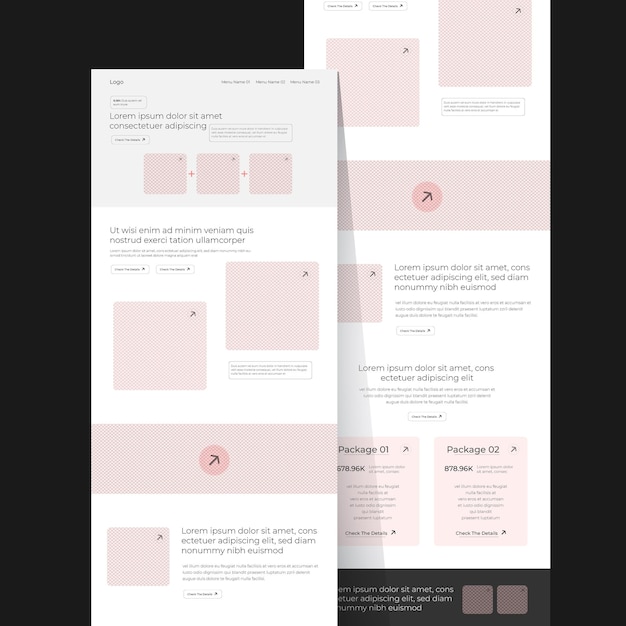 Vector onepage website design template for business landing page wireframe flat modern responsive design