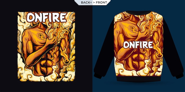 Onfire Illustration Perfect for Screen Printing Premium Vector