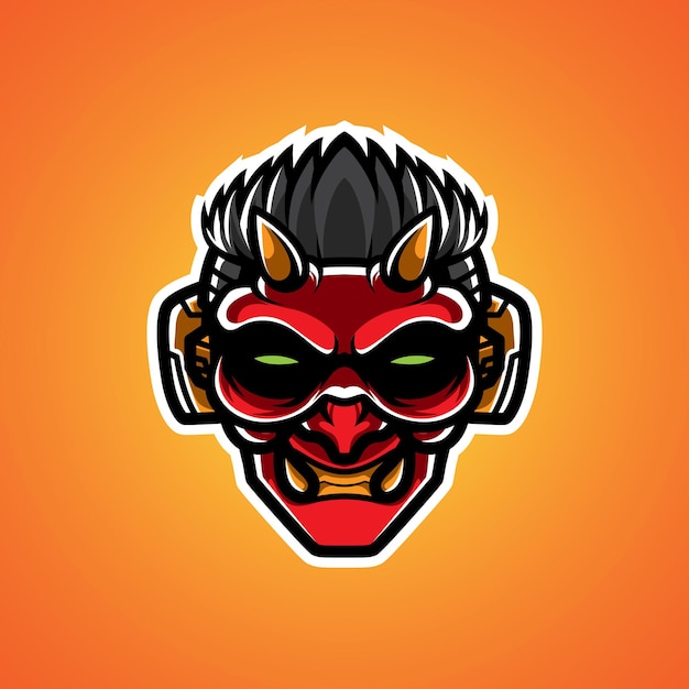 ONI CYBORG HEAD MASCOT LOGO