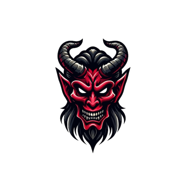 Vector oni head vector mascot on white background