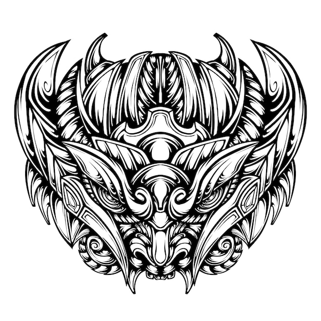 Oni mask tattoo design vector Illustration