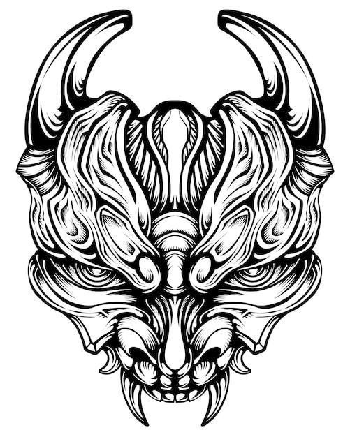 Oni mask tattoo design vector Illustration