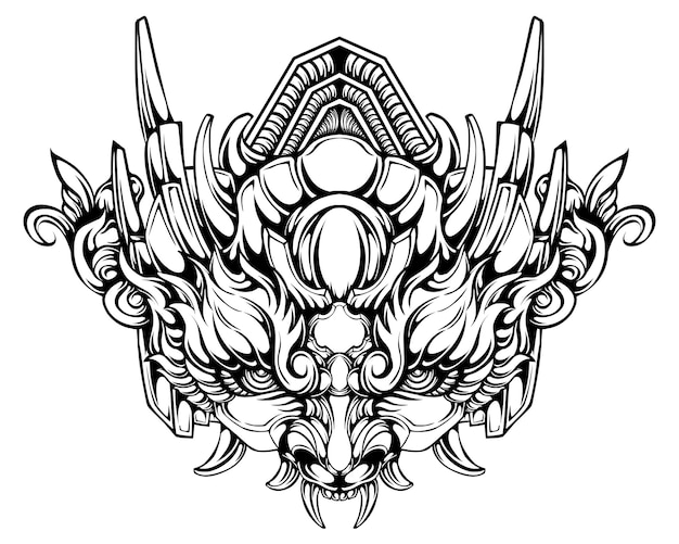 Oni mask tattoo design vector Illustration